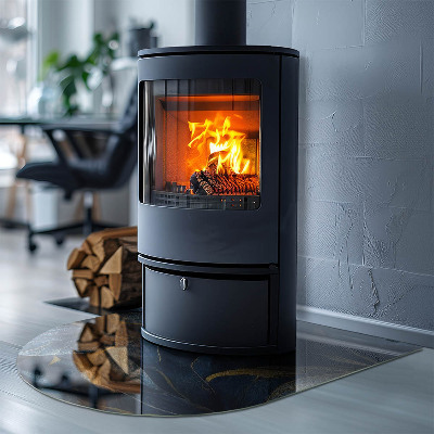 Glass hearth for log burner Frunze elegante în textură