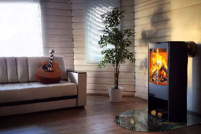 Glass hearth for log burner Frunze elegante în textură