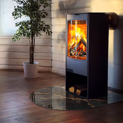Glass hearth for log burner Marmură elegantă cu vene