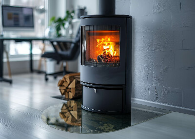 Glass hearth for log burner Motive vegetale cu fluturi