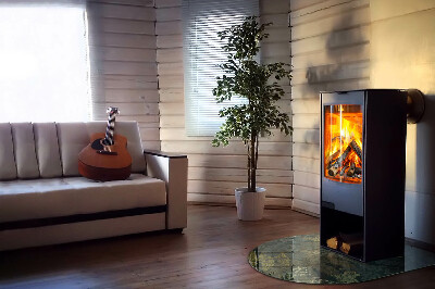 Glass hearth for log burner Motive vegetale cu fluturi
