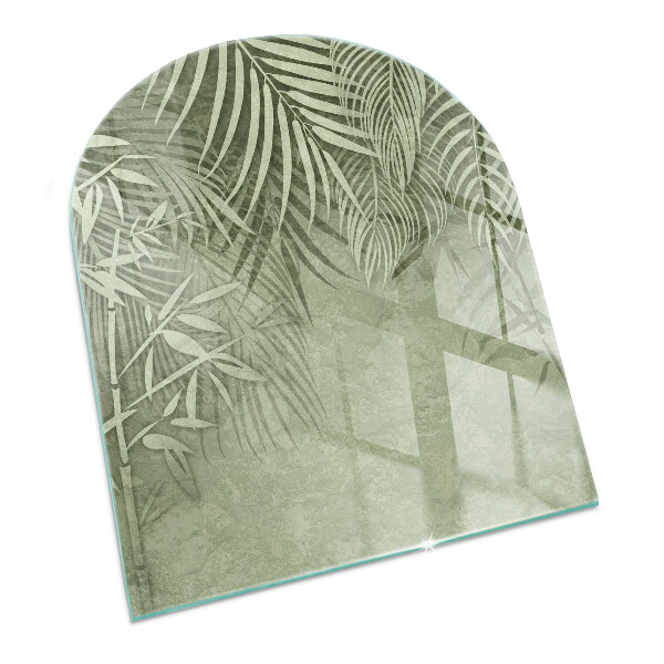 Glass hearths for wood burners Frunze tropicale pe fundal