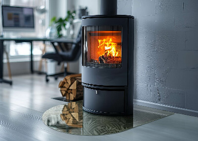 Glass hearths for wood burners Frunze tropicale pe fundal