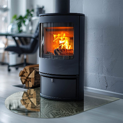 Glass hearths for wood burners Frunze tropicale pe fundal