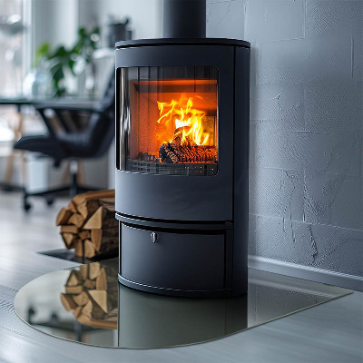 Glass hearth for log burner Culoare Olive