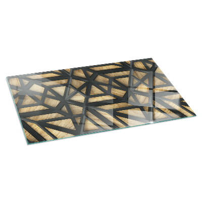 Sticlă securizată protecție sub sobă Geometrie cu lemn
