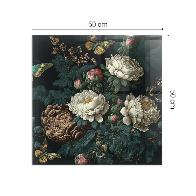 Sticlă dreptunghiulară pentru șemineu Model floral cu fluturi