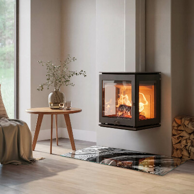 Sticlă securizată protecție sub sobă Valuri și linii abstracte