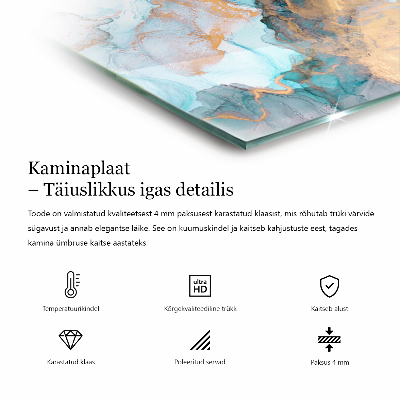 Sticlă dreptunghiulară pentru șemineu Model fluid abstract