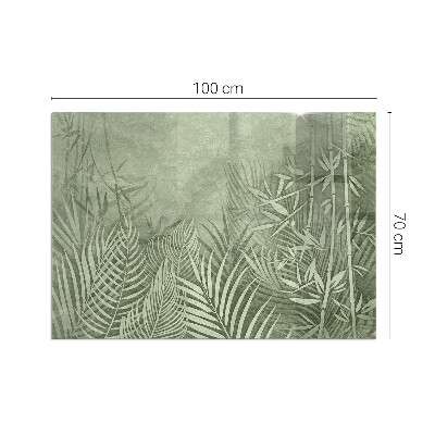 Sticlă dreptunghiulară pentru șemineu Frunze tropicale pe fundal