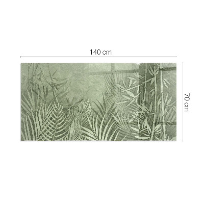 Sticlă dreptunghiulară pentru șemineu Frunze tropicale pe fundal