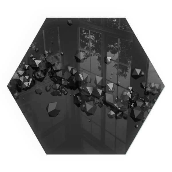 Hatszögletű üveg kandalló alátét Felhőalakzatok egy absztrakt kompozícióban