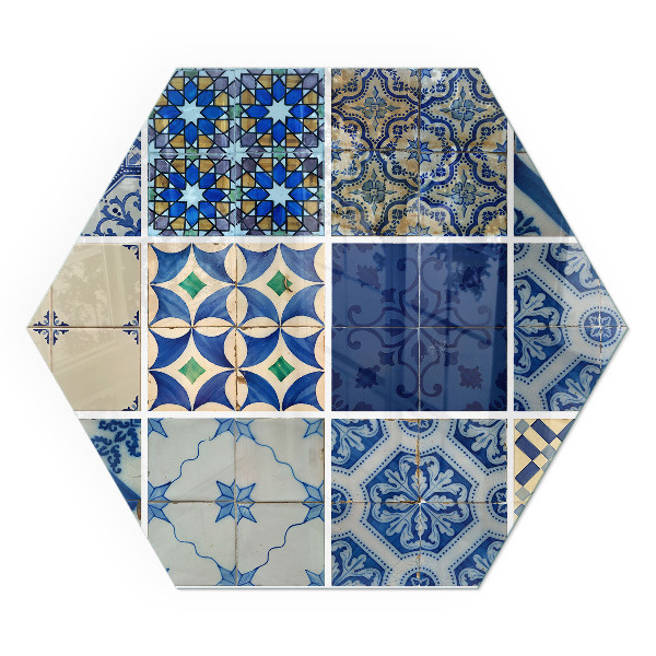 Hatszögletű üveg kandalló alátét Kerámia ihlette stílusos formatervezés