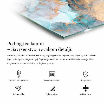 Hatszögletű üveg kandalló alátét Kerámia ihlette stílusos formatervezés