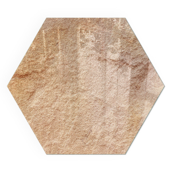 Hatszögletű kandalló alátét üveg Autentikus kőmotívum