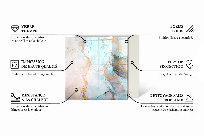 Hatszögletű kandalló üveg alátét Kő motívum organikus stílusban