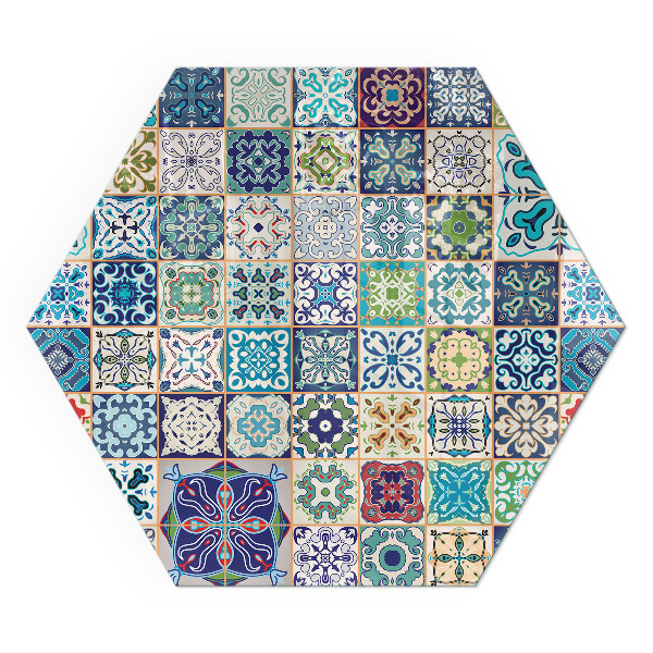 Hatszögletű üveg kandalló alátét Mozaik különböző formákban