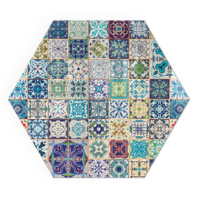 Hatszögletű üveg kandalló alátét Mozaik különböző formákban