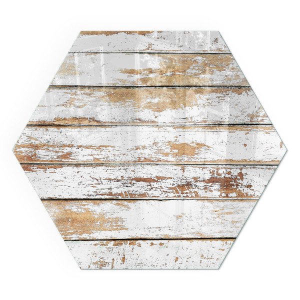 Hatszögletű kandalló alátét üveg A fa felület sérült mintázata