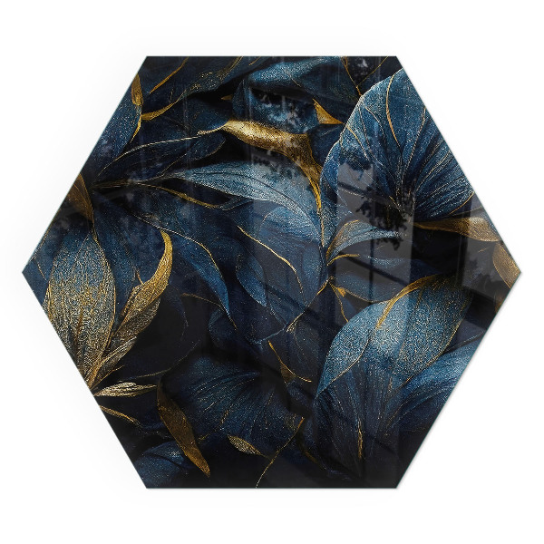 Hatszögletű kandalló alátét Elegáns levelek mintázatban