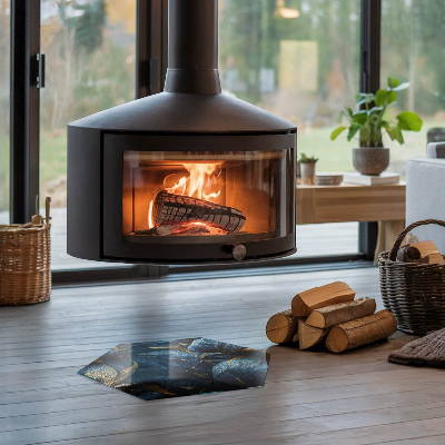 Hatszögletű kandalló alátét Elegáns levelek mintázatban