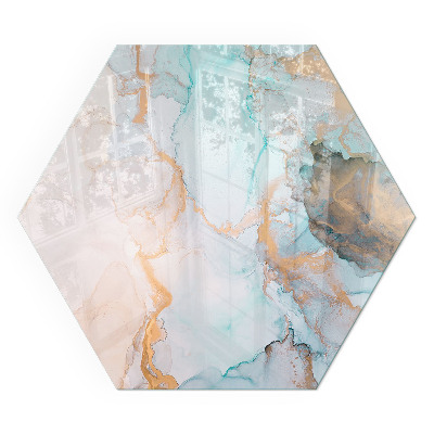 Hatszögletű kandalló üveg alátét Absztrakt színes hullámok