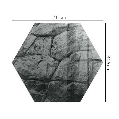 Hatszögletű kandalló alátét üveg Természetes kő motívum