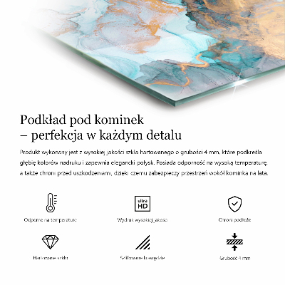 Hatszögletű kandalló alátét üveg Természetes kő motívum