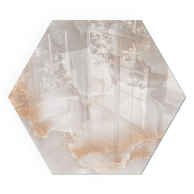 Hatszögletű kandalló üveg alátét Természetes kő minta