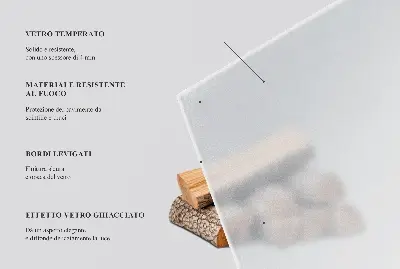 Placă hexagonală semitransparentă de protecție pentru șemineu