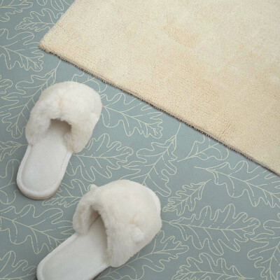Panou decorativ bucatarie Model cu frunze pe un fundal subtil