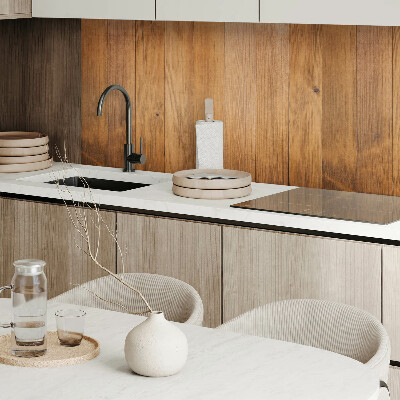 Panou decorativ bucatarie Model natural de scânduri de lemn