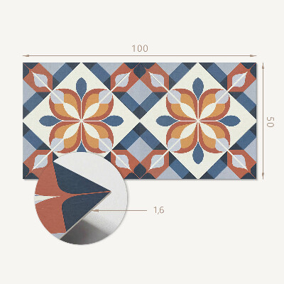 Panou decorativ dreptunghiular Motiv floral în stil geometric