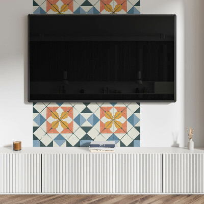 Panou decorativ bucatarie Motiv floral în forme geometrice