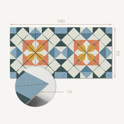 Panou decorativ bucatarie Motiv floral în forme geometrice