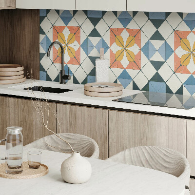 Panou decorativ bucatarie Motiv floral în forme geometrice