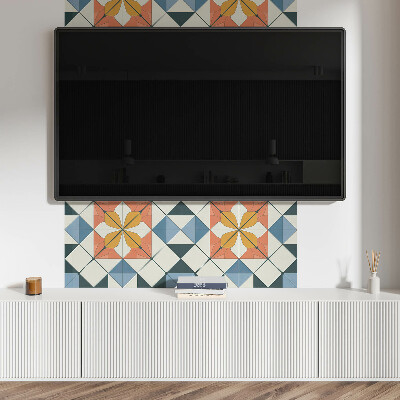 Panou decorativ bucatarie Motiv floral în forme geometrice