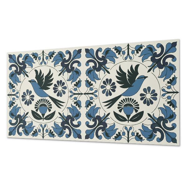 Panou decorativ bucatarie Motiv de păsări printre flori colorate