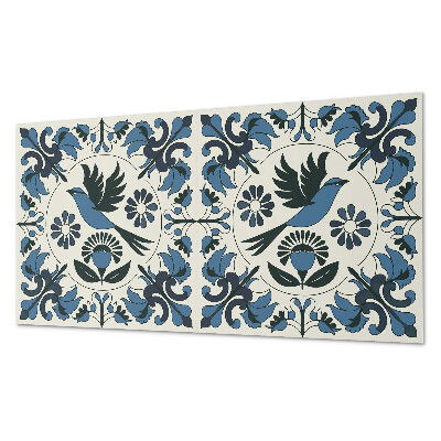Panou decorativ bucatarie Motiv de păsări printre flori colorate