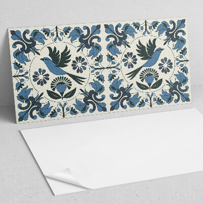 Panou decorativ bucatarie Motiv de păsări printre flori colorate