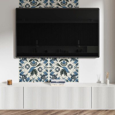 Panou decorativ bucatarie Motiv de păsări printre flori colorate
