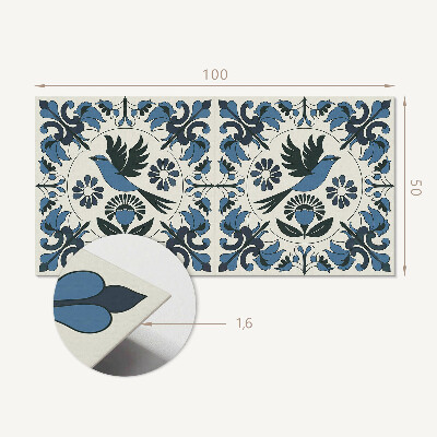 Panou decorativ bucatarie Motiv de păsări printre flori colorate