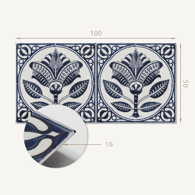Panou decorativ bucatarie Motiv floral în stil ceramică