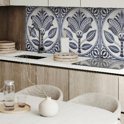 Panou decorativ bucatarie Motiv floral în stil ceramică