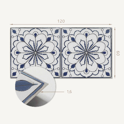 Panou decorativ perete dreptunghiular Motiv floral în stil ceramică