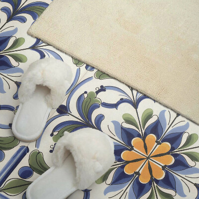 Panou decorativ perete dreptunghiular Motiv floral în stil ceramică