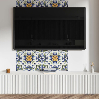 Panou decorativ perete dreptunghiular Motiv floral în stil ceramică