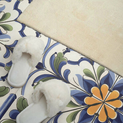Panou decorativ perete dreptunghiular Motiv floral în stil ceramică