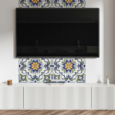 Panou decorativ perete dreptunghiular Motiv floral în stil ceramică