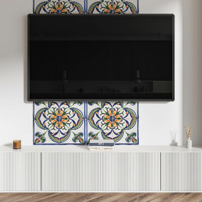 Panou decorativ perete dreptunghiular Motiv floral pe faianta